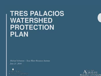 TRES PALACIOS  WATERSHED  PROTECTION  PLAN  Michael Schramm  Texas Water Resources Institute