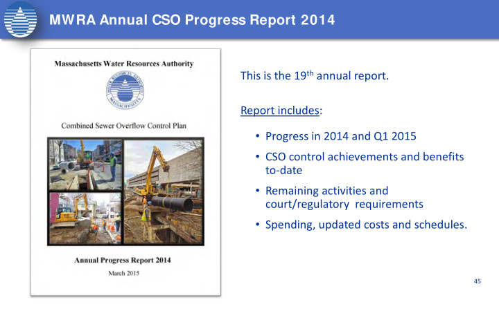 mwra annual cso progress report 2014