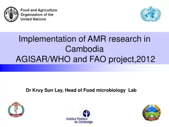 Cambodia AGISAR/WHO and FAO project,2012  Dr Kruy Sun Lay, Head of Food microbiology  Lab  Plan