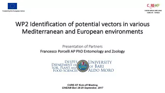 WP  WP2 Id  Iden  entification of  of po  potenti  tial vect  ctors in  in va  various  Medi  Me