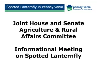 Joint House and Senate  Agriculture &amp; Rural  Affairs Committee  Informational Meeting  on