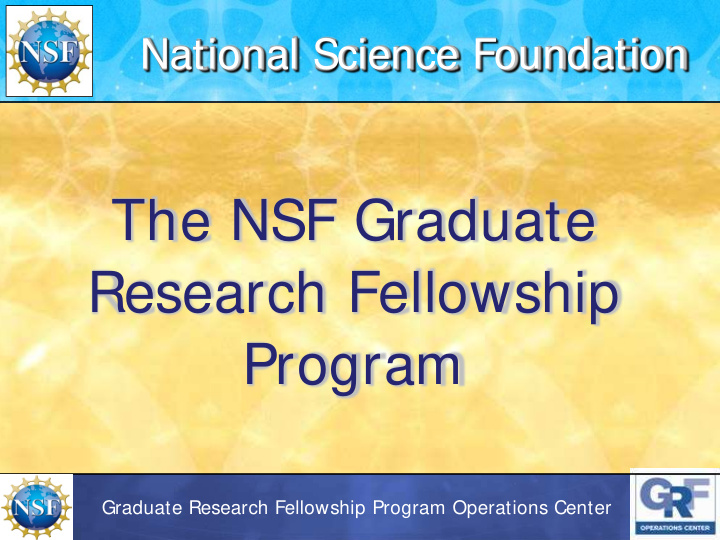 the nsf graduate research fellowship program