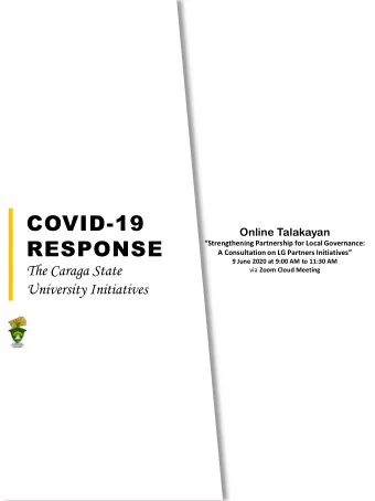 COVID-19  Online Talakayan  RESPONSE  Strengthening Partnership for Local Governance:  A