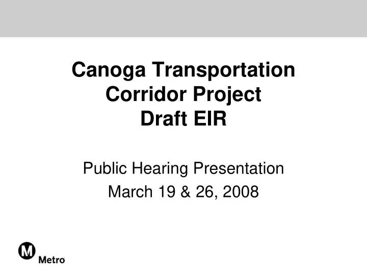 canoga transportation corridor project draft eir