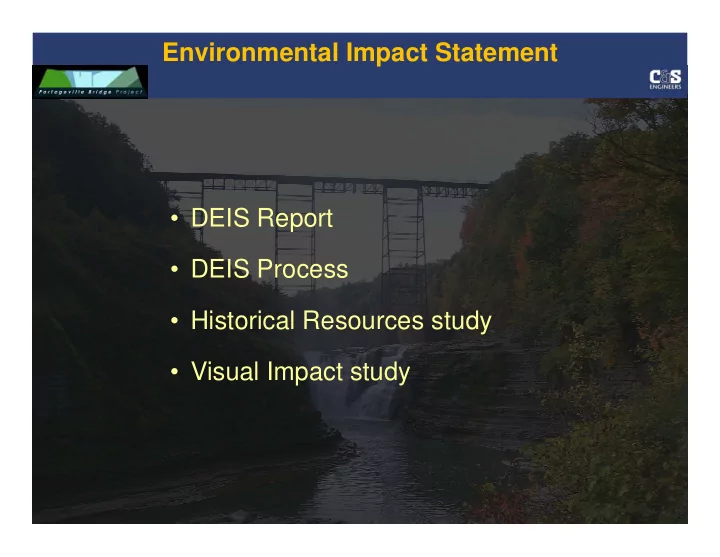 environmental impact statement deis report deis process