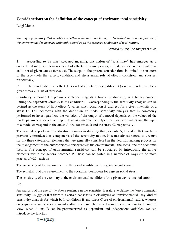 considerations on the definition of the concept of
