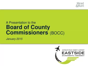 Board of County Commissioners (BOCC)  January 2015  Work Session Objective  Kick-off the