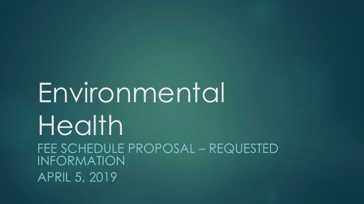 environmental health