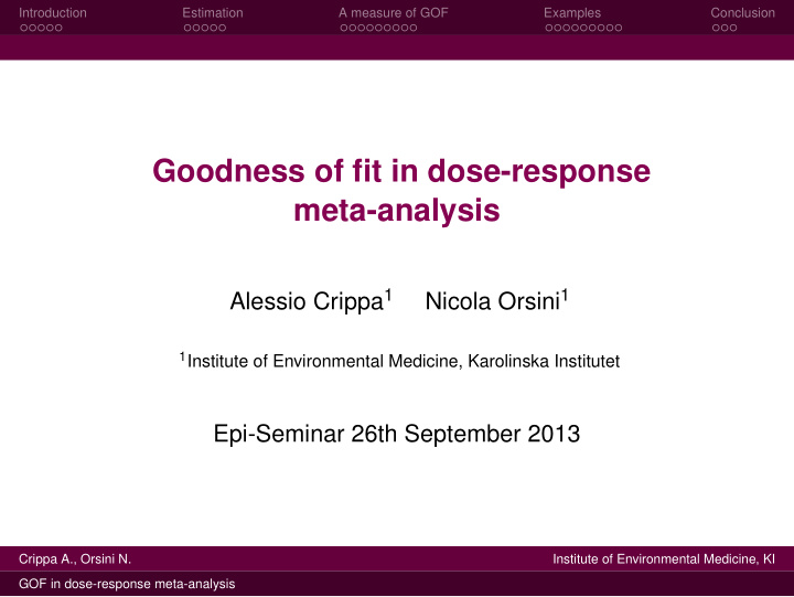goodness of fit in dose response meta analysis