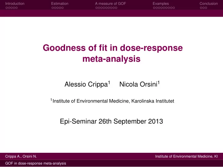 goodness of fit in dose response meta analysis