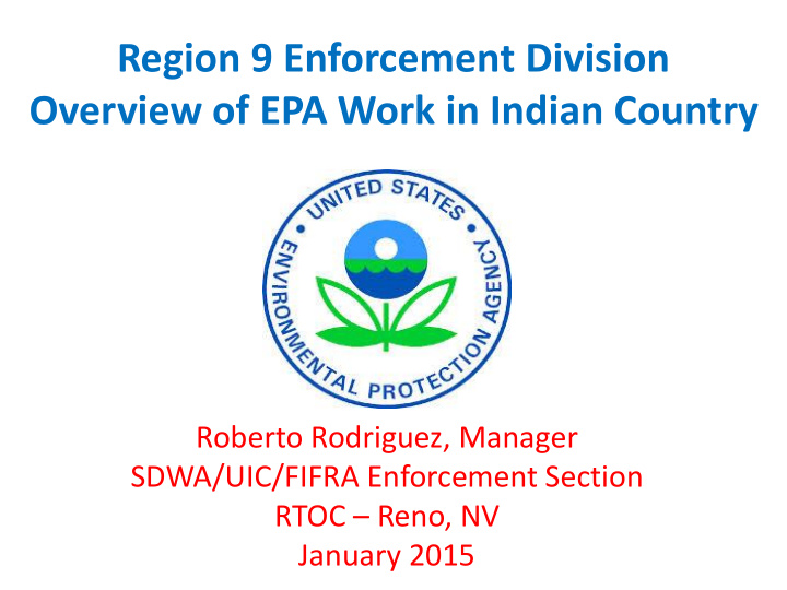 overview of epa work in indian country