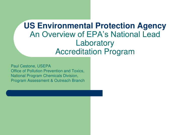 an overview of epa s national lead