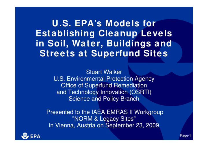 u s epa s models for establishing cleanup levels in soil