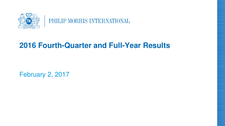 2016 fourth quarter and full year results