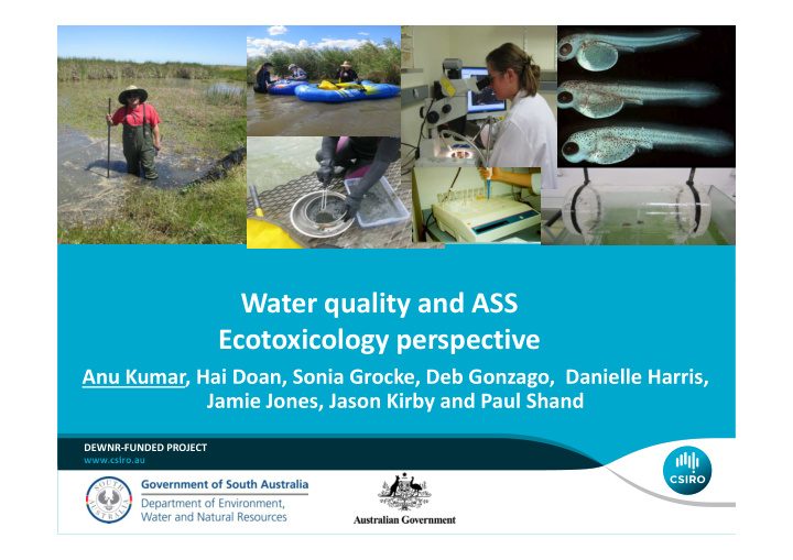 water quality and ass ecotoxicology perspective
