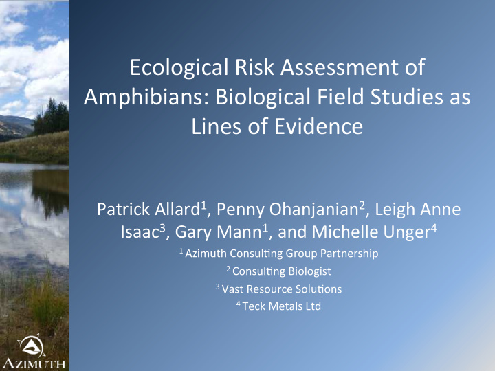 ecological risk assessment of amphibians biological field