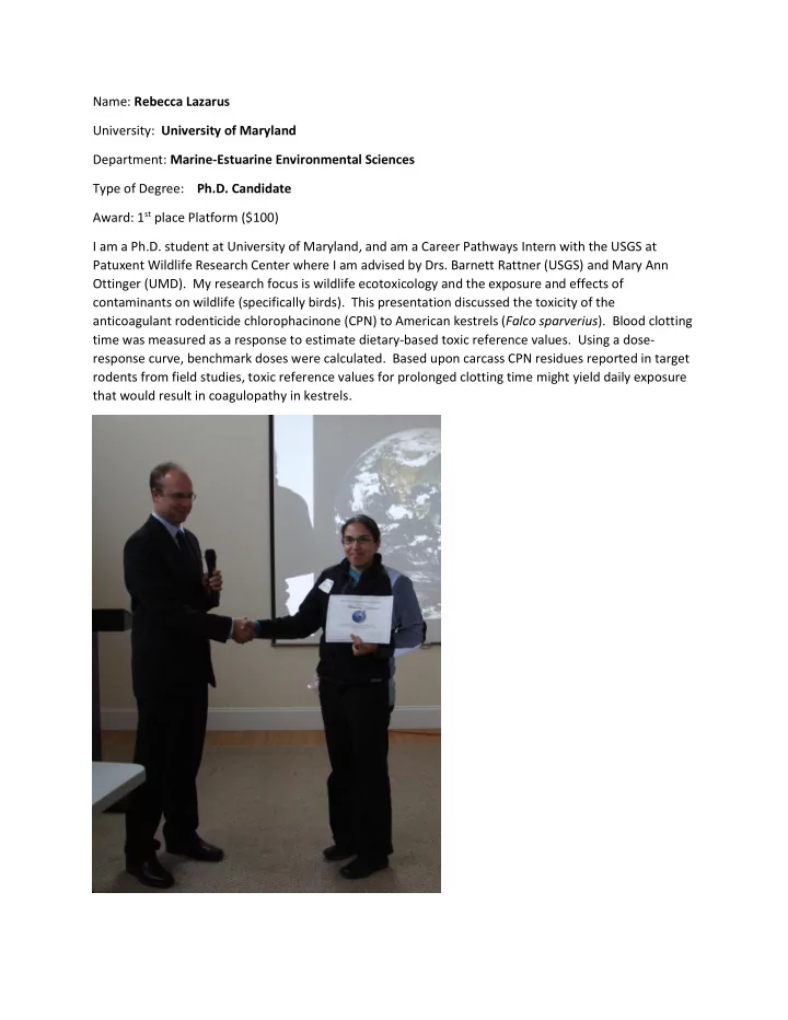 name rebecca lazarus university university of maryland