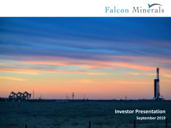 Investor Presentation  September 2019  Disclaimer  FORWARD-LOOKING STATEMENTS  Certain statements