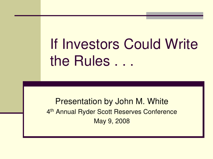 if investors could write the rules