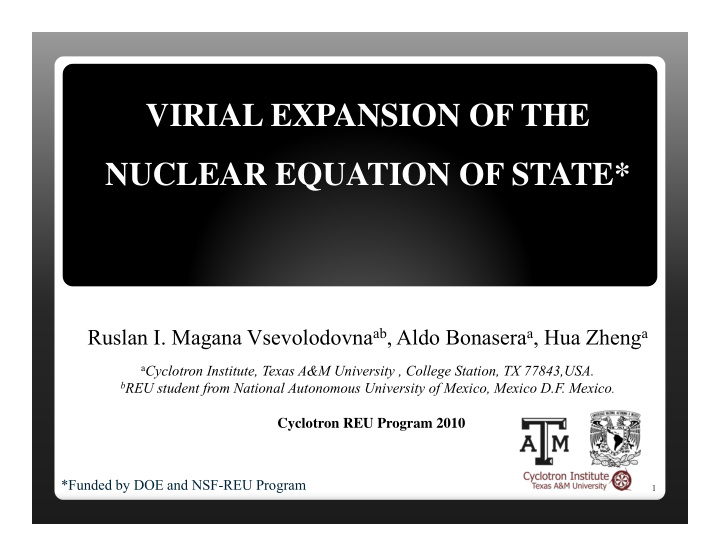 virial expansion of the nuclear equation of state
