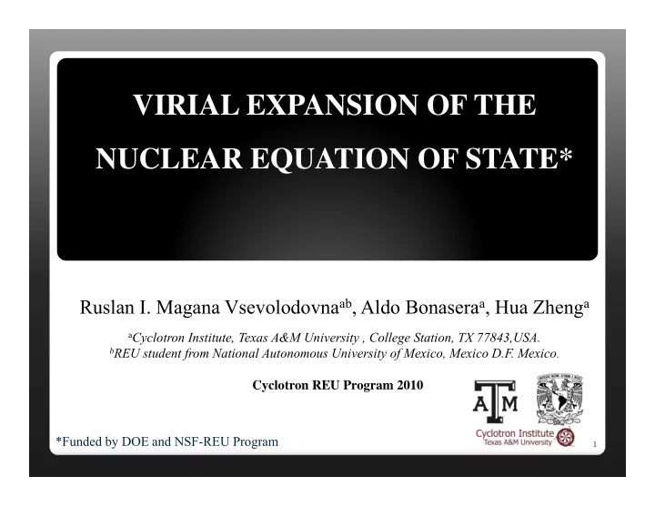 virial expansion of the nuclear equation of state