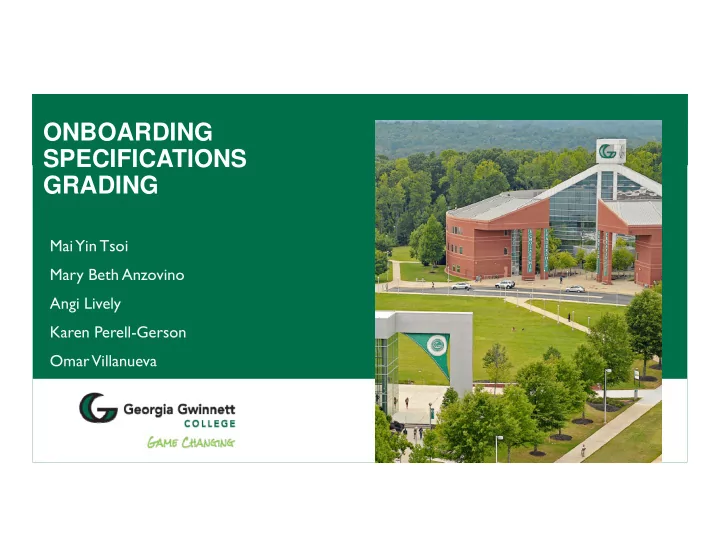 onboarding specifications grading
