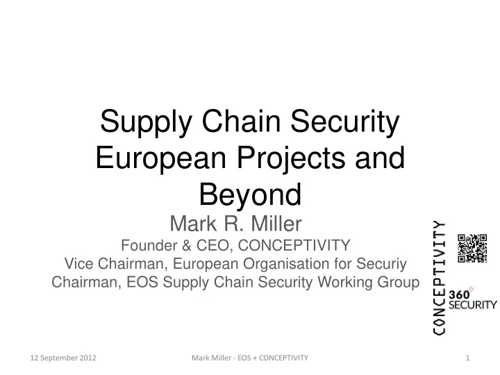 supply chain security european projects and beyond