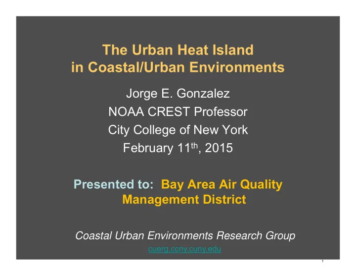 the urban heat island in coastal urban environments