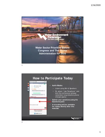 How to Participate Today    Audio Modes    Listen using Mic &amp; S  peakers    Or, select