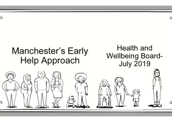 Manchesters Early  Wellbeing Board-  Help Approach  July 2019  What are we covering today?  1)