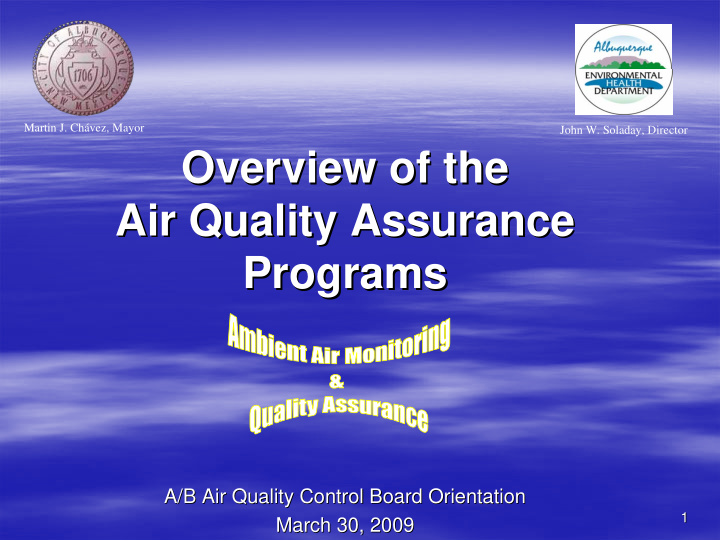 overview of the overview of the air quality assurance air