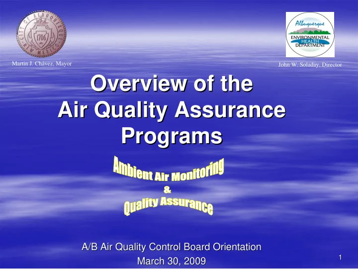 overview of the overview of the air quality assurance air
