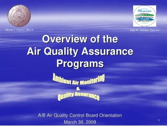 Overview of the  Overview of the  Air Quality Assurance  Air Quality Assurance  Programs  Programs