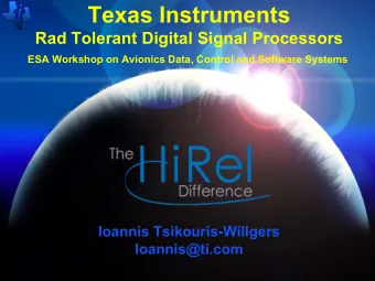 Texas Instruments  Rad Tolerant Digital Signal Processors  ESA Workshop on Avionics Data, Control