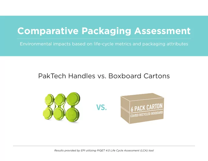 comparative packaging assessment