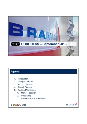 CONGRESS  September 2013  Agenda  1.  Introduction  2.  Company Profile  3.  2013 H1 Results  4.