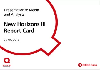 New Horizons lll  Report Card  ]  20 Feb 2012  1  Agenda    Recap of New Horizons lll