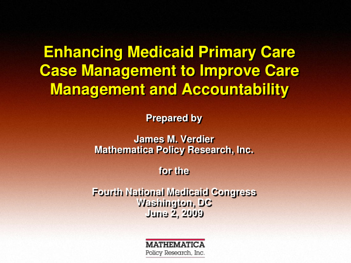 enhancing medicaid primary care