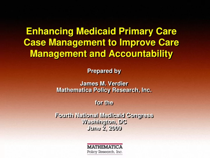 enhancing medicaid primary care