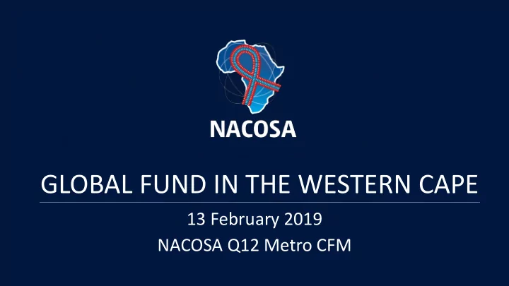 global fund in the western cape