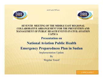 National Aviation Public Health  Emergency Preparedness Plan in Sudan  Implementation Update  By