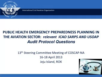 THE AVIATION SECTOR: relevant  ICAO SARPS AND USOAP  Audit Protocol Questions 13 th Steering