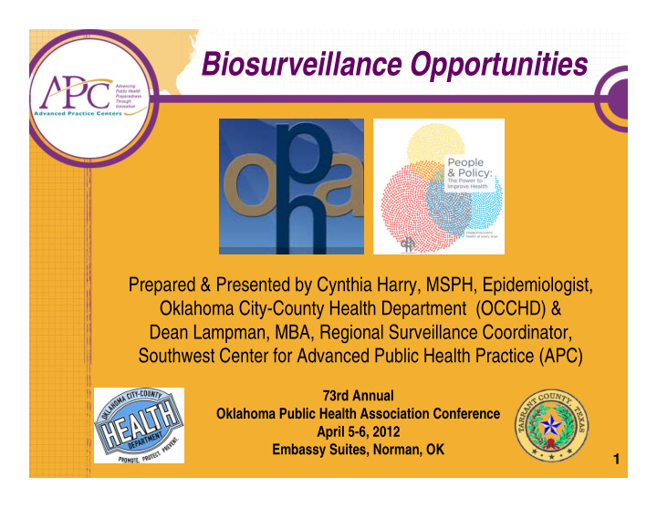 biosurveillance opportunities