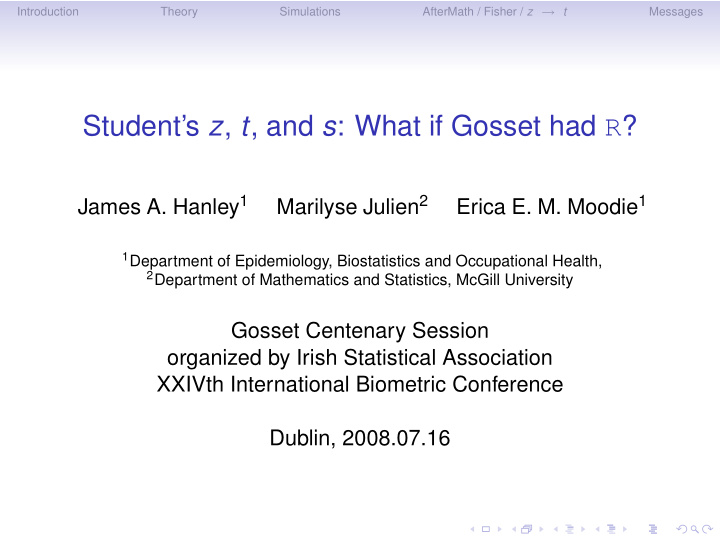 student s z t and s what if gosset had r