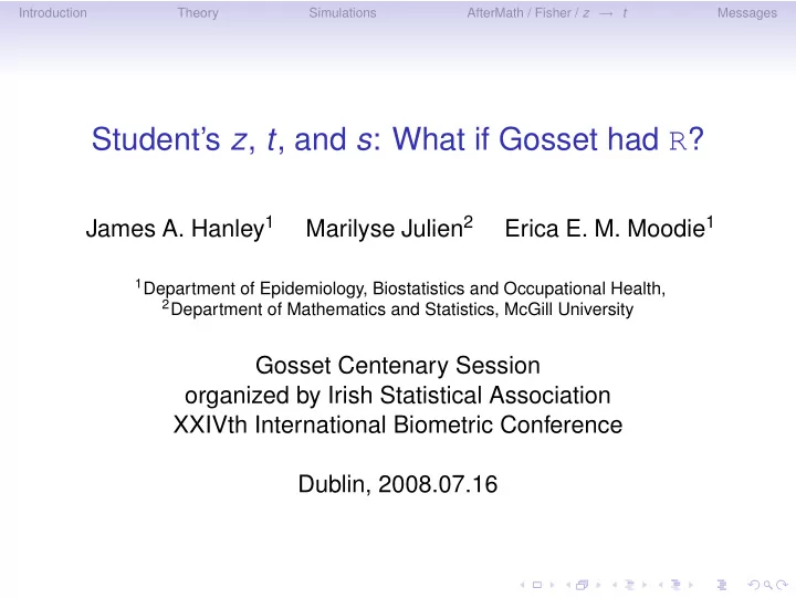 student s z t and s what if gosset had r