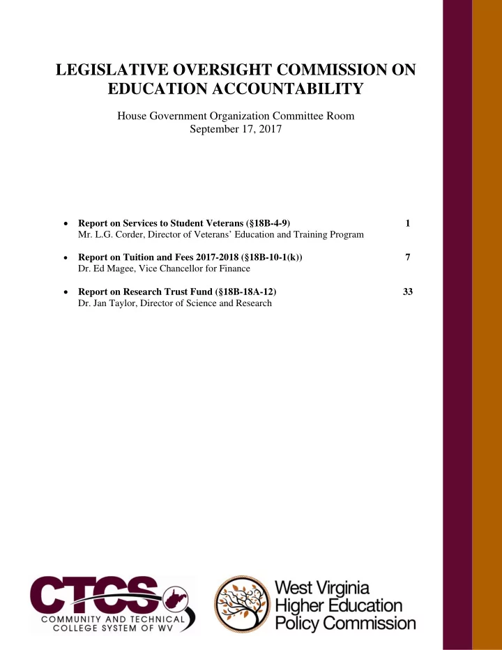 legislative oversight commission on education