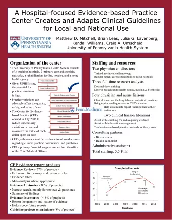 A Hospital-focused Evidence-based Practice  Center Creates and Adapts Clinical Guidelines  for