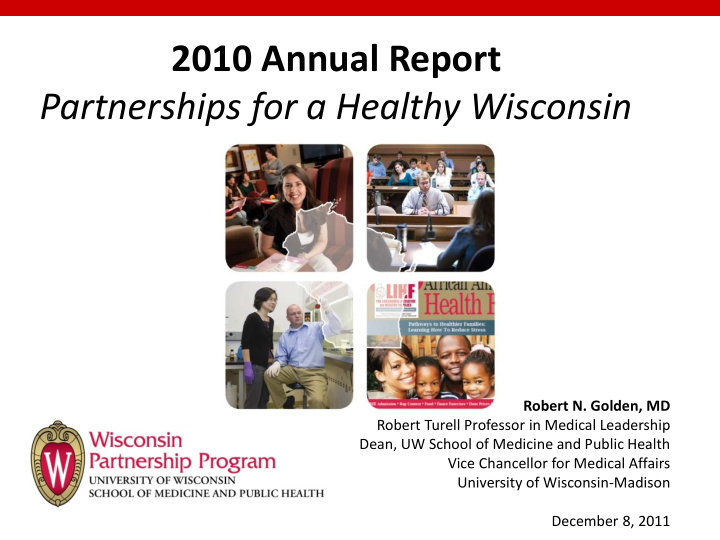 2010 annual report partnerships for a healthy wisconsin