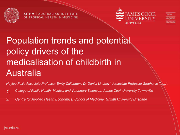 population trends and potential policy drivers of the