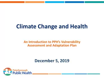 Climate Change and Health  An Introduction to PPHs Vulnerability  Assessment and Adaptation Plan